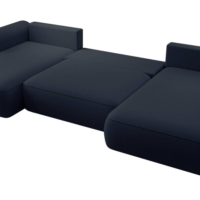 NADUVI Collection Philipa U-bank Rechts met Slaapfunctie - Velvet - Donkerblauw