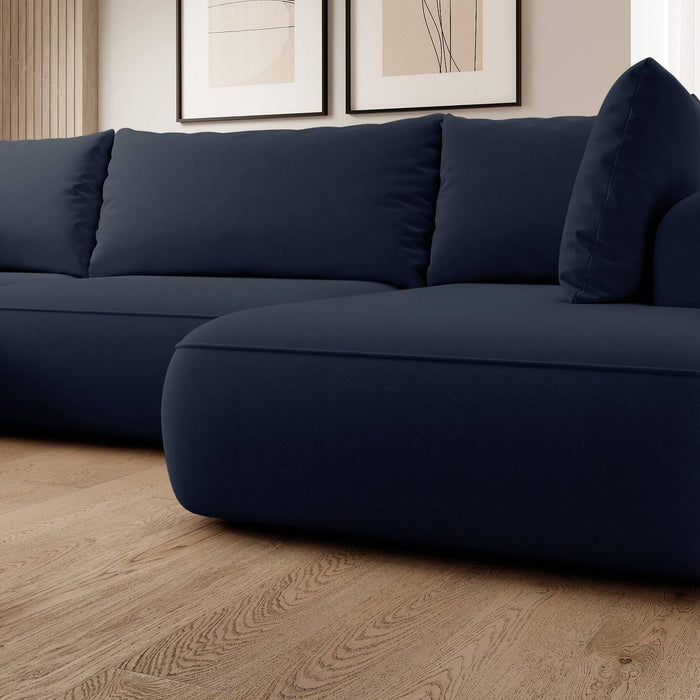 NADUVI Collection Philipa U-bank Rechts met Slaapfunctie - Velvet - Donkerblauw