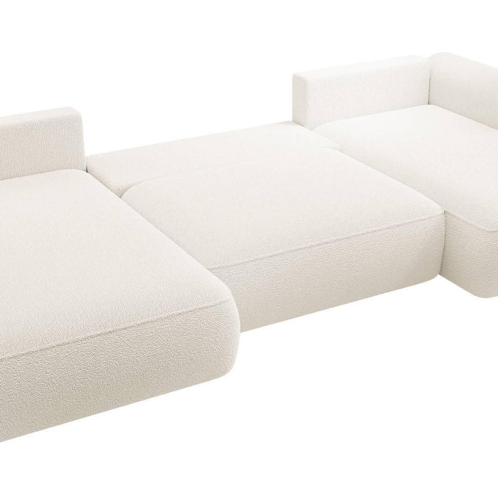 NADUVI Collection Philipa U-bank Links met Slaapfunctie - Bouclé - Crème