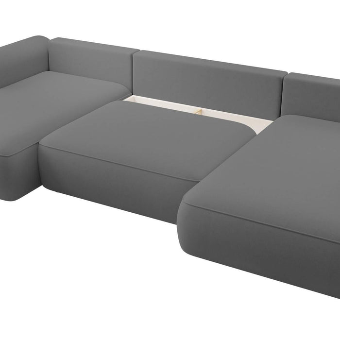 NADUVI Collection Philipa U-bank Rechts met Slaapfunctie - Velvet - Donkergrijs