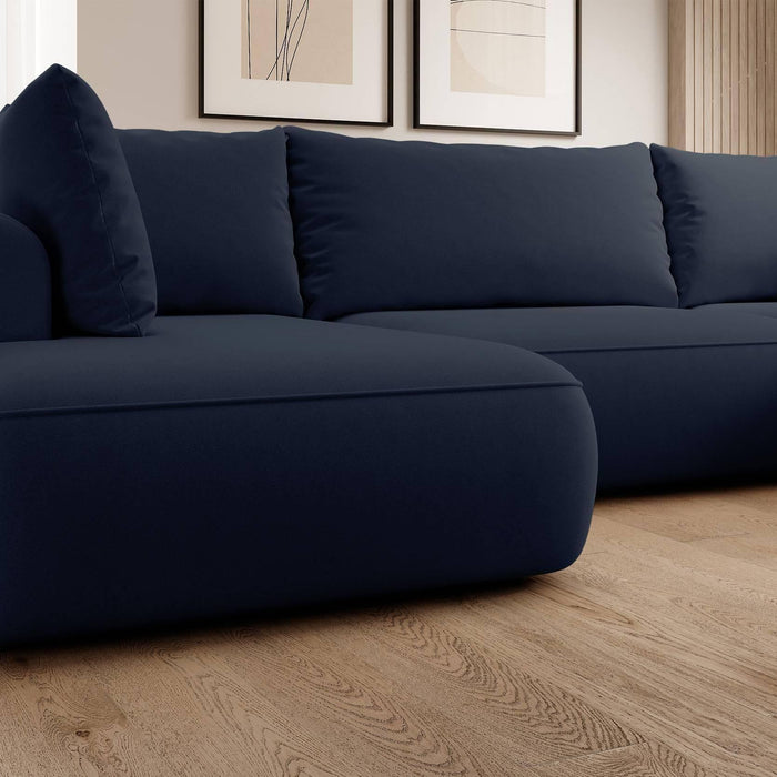 NADUVI Collection Philipa U-bank Links met Slaapfunctie - Velvet - Donkerblauw