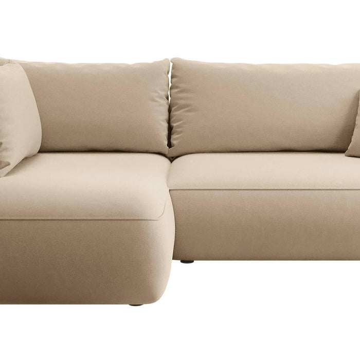 NADUVI Collection Philipa Hoekbank Big Links met Slaapfunctie - Velvet - Beige