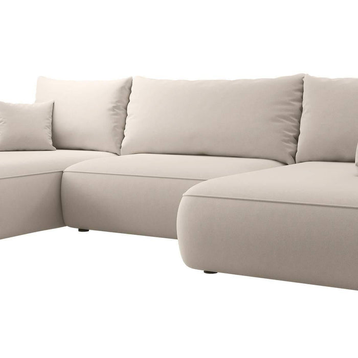 NADUVI Collection Philipa U-bank Rechts met Slaapfunctie - Velvet - Crème