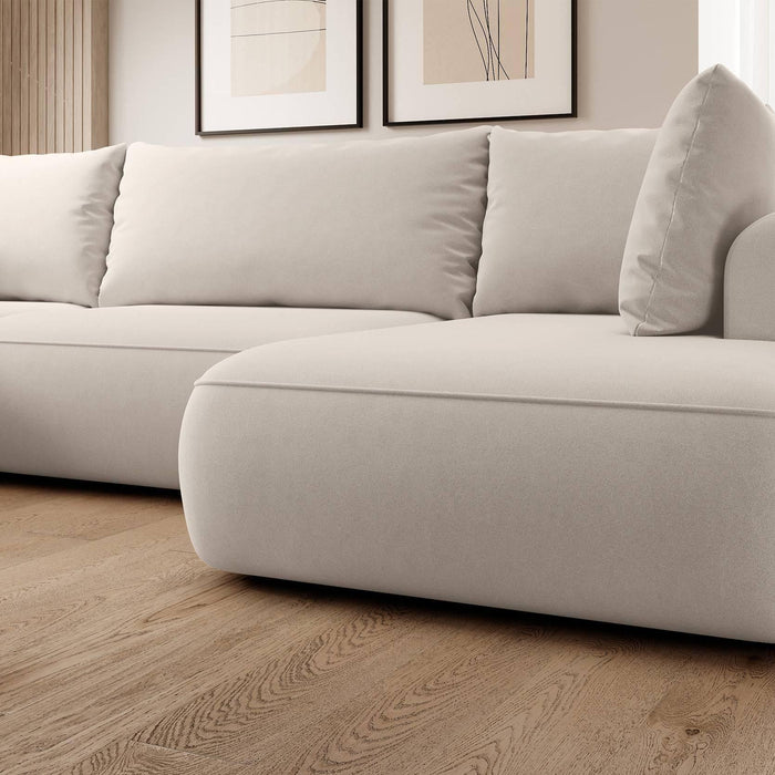 NADUVI Collection Philipa U-bank Rechts met Slaapfunctie - Velvet - Crème