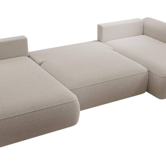 NADUVI Collection Philipa U-bank Links met Slaapfunctie - Bouclé - Taupe