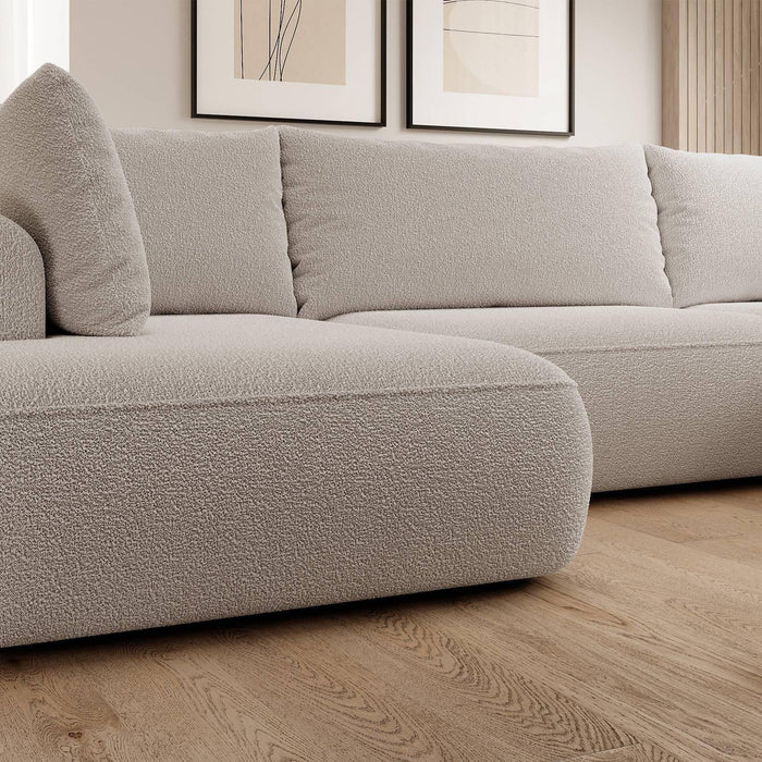 NADUVI Collection Philipa U-bank Links met Slaapfunctie - Bouclé - Taupe