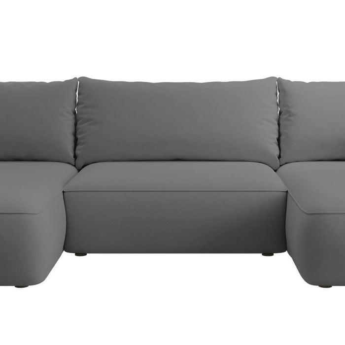 NADUVI Collection Philipa U-bank Links met Slaapfunctie - Velvet - Donkergrijs