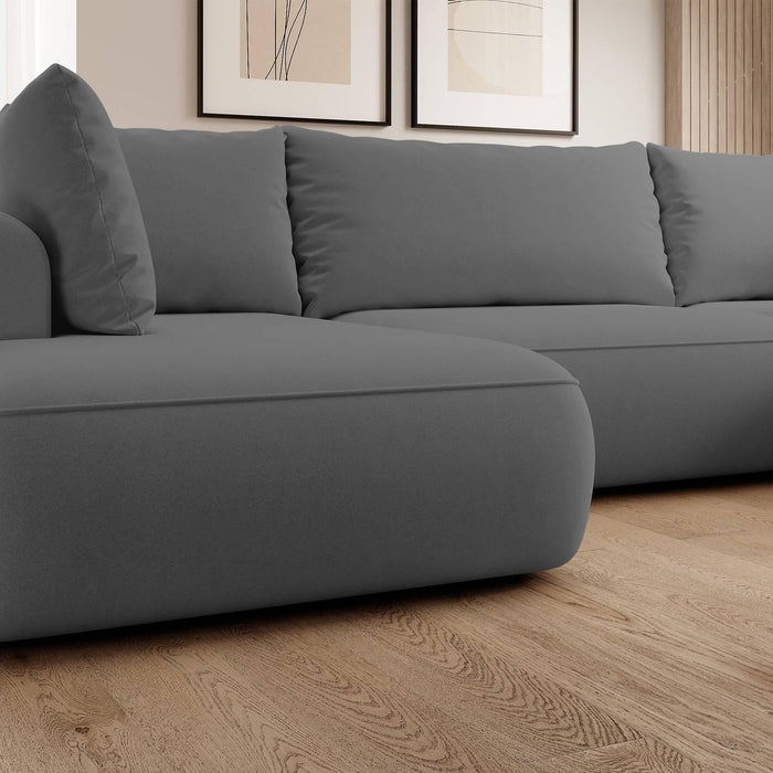 NADUVI Collection Philipa U-bank Links met Slaapfunctie - Velvet - Donkergrijs