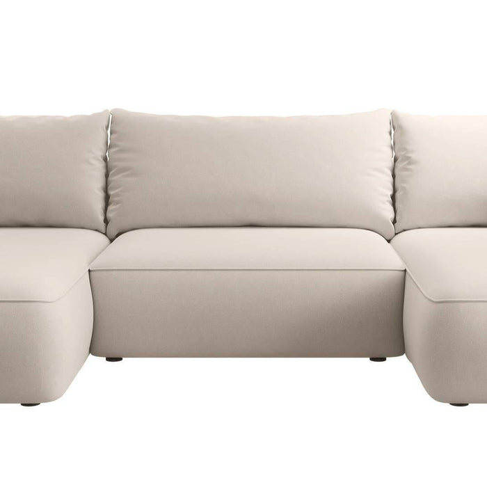 NADUVI Collection Philipa U-bank Links met Slaapfunctie - Velvet - Crème