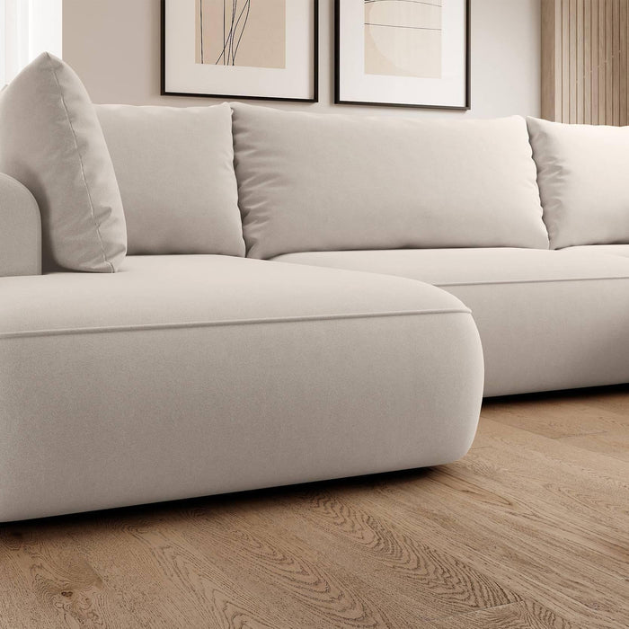 NADUVI Collection Philipa U-bank Links met Slaapfunctie - Velvet - Crème