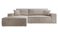 NADUVI Collection Galine Hoekbank met Chaise Longue Links met Slaapfunctie - Ribstof - Beige