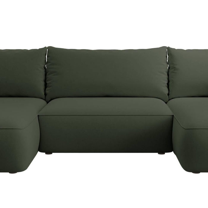 NADUVI Collection Philipa U-bank Links met Slaapfunctie - Velvet - Donkergroen