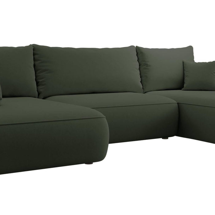 NADUVI Collection Philipa U-bank Links met Slaapfunctie - Velvet - Donkergroen