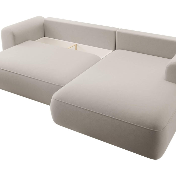 NADUVI Collection Philipa Hoekbank Rechts met Slaapfunctie - Velvet - Crème
