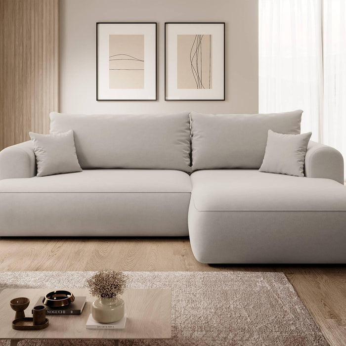 NADUVI Collection Philipa Hoekbank Rechts met Slaapfunctie - Velvet - Crème