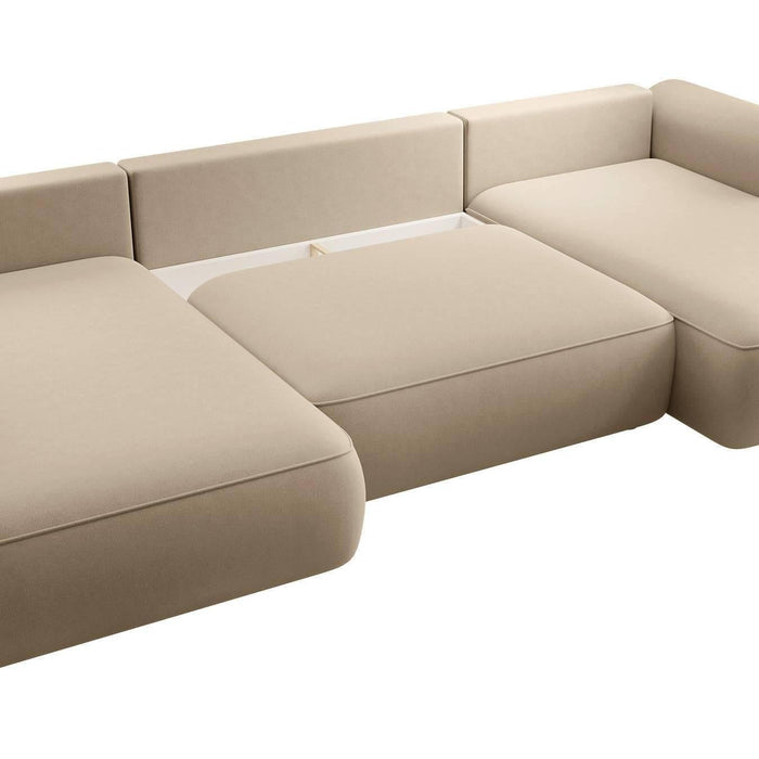 NADUVI Collection Philipa U-bank Links met Slaapfunctie - Velvet - Beige