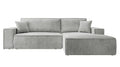 NADUVI Collection Galine Hoekbank met Chaise Longue Rechts met Slaapfunctie - Ribstof - Lichtgrijs