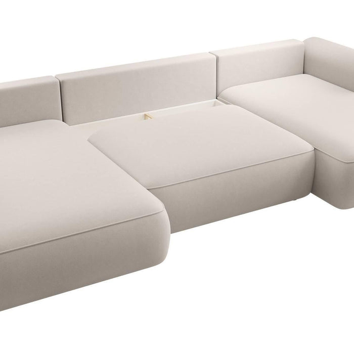 NADUVI Collection Philipa U-bank Links met Slaapfunctie - Velvet - Gebroken wit