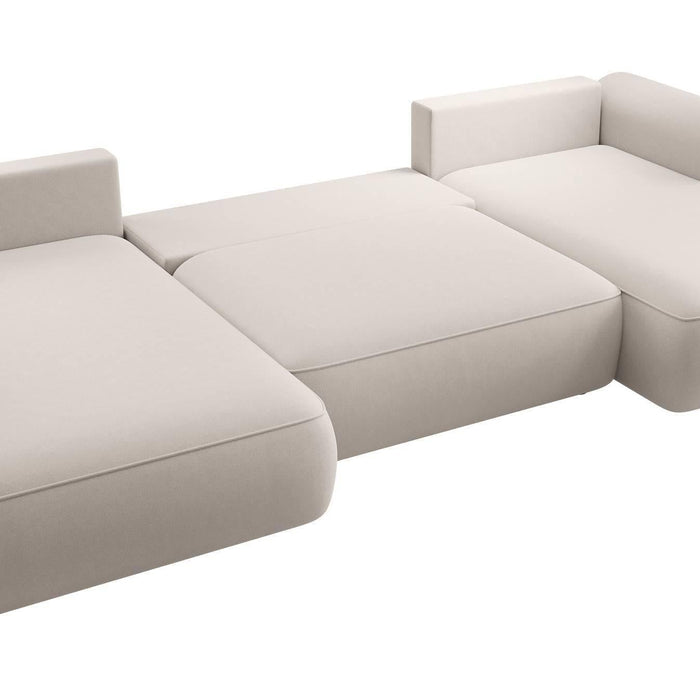 NADUVI Collection Philipa U-bank Links met Slaapfunctie - Velvet - Gebroken wit