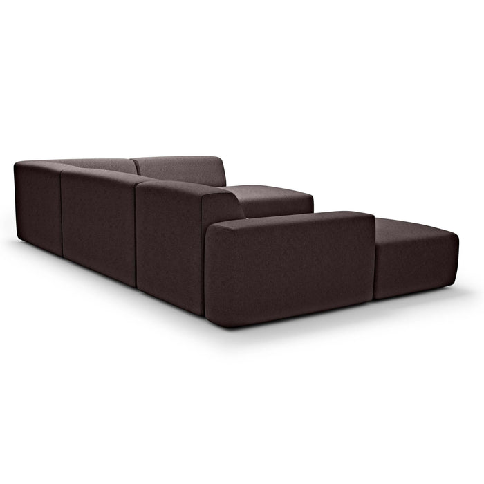 NADUVI Collection Nina U-bank Rechts - Ribstof - Donkerbruin