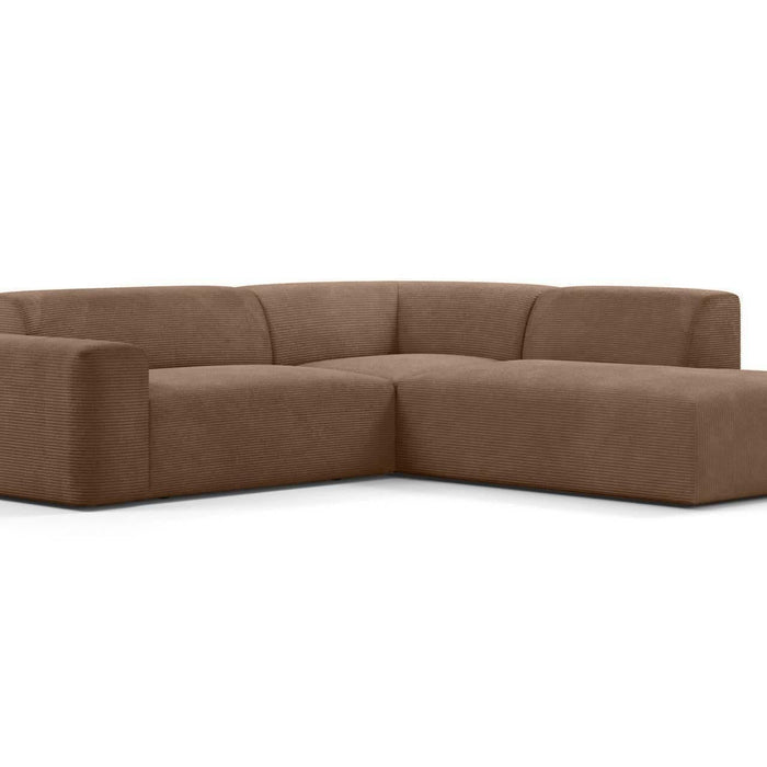 NADUVI Collection Nina Big Hoekbank Rechts - Ribstof - Hazelnootbruin