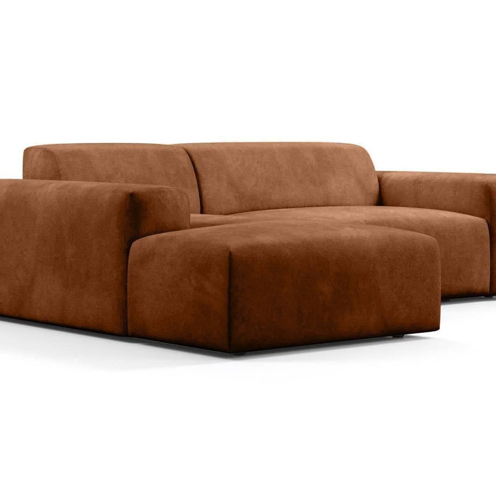 NADUVI Collection Nina Hoekbank Links - Velvet - Karamel bruin