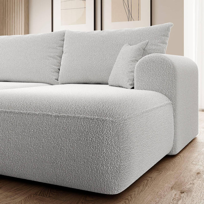 NADUVI Collection Philipa Hoekbank Rechts met Slaapfunctie - Bouclé - Lichtgrijs