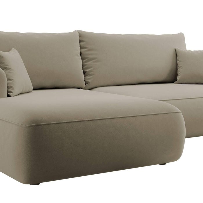 NADUVI Collection Philipa Hoekbank Links met Slaapfunctie - Velvet - Beige