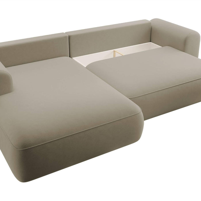 NADUVI Collection Philipa Hoekbank Links met Slaapfunctie - Velvet - Beige