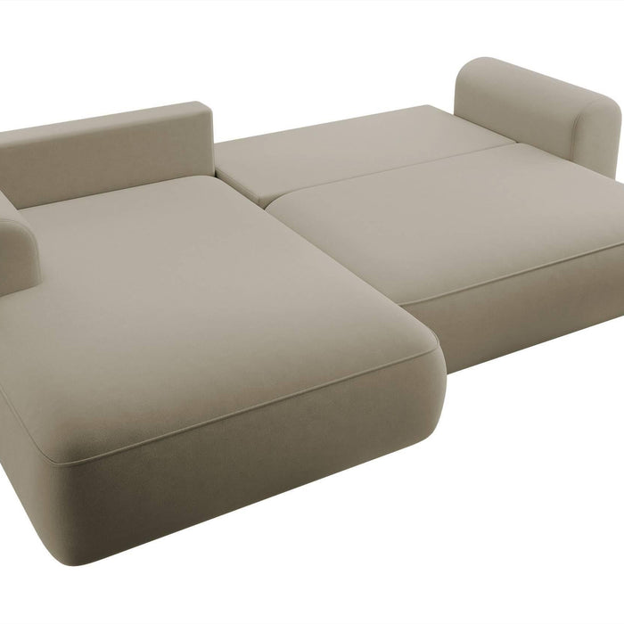 NADUVI Collection Philipa Hoekbank Links met Slaapfunctie - Velvet - Beige