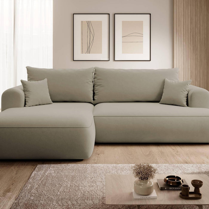 NADUVI Collection Philipa Hoekbank Links met Slaapfunctie - Velvet - Beige