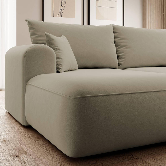 NADUVI Collection Philipa Hoekbank Links met Slaapfunctie - Velvet - Beige