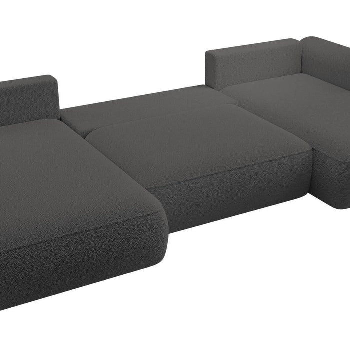 NADUVI Collection Philipa U-bank Links met Slaapfunctie - Bouclé - Antraciet