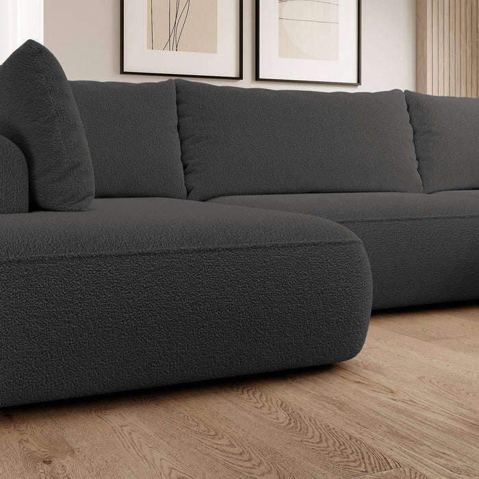 NADUVI Collection Philipa U-bank Links met Slaapfunctie - Bouclé - Antraciet