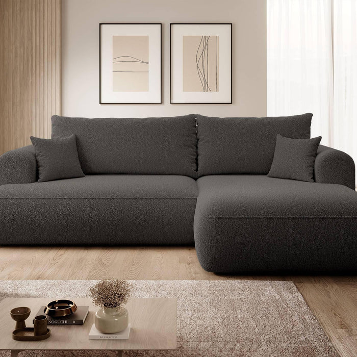 NADUVI Collection Philipa Hoekbank Rechts met Slaapfunctie - Bouclé - Antraciet