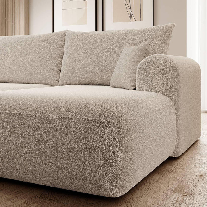 NADUVI Collection Philipa Hoekbank Rechts met Slaapfunctie - Bouclé - Beige