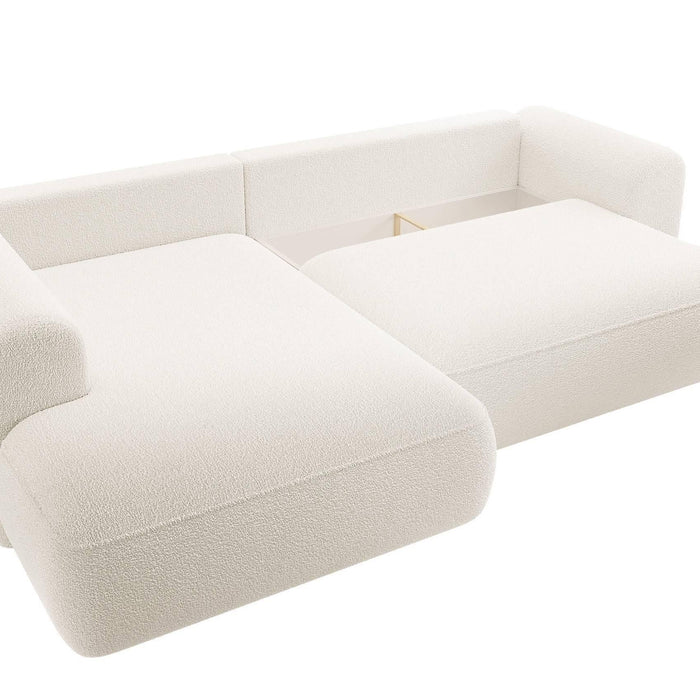 NADUVI Collection Philipa Hoekbank Big Links met Slaapfunctie - Bouclé - Crème