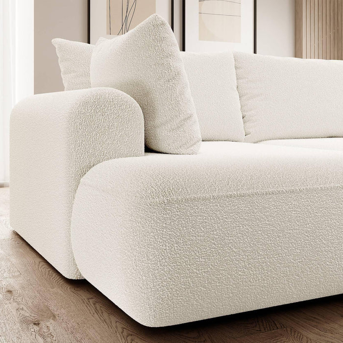 NADUVI Collection Philipa Hoekbank Big Links met Slaapfunctie - Bouclé - Crème