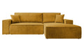 NADUVI Collection Galine Hoekbank met Chaise Longue Rechts met Slaapfunctie - Ribstof - Mosterdgeel