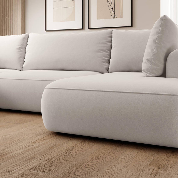 NADUVI Collection Philipa U-bank Rechts met Slaapfunctie - Velvet - Gebroken wit