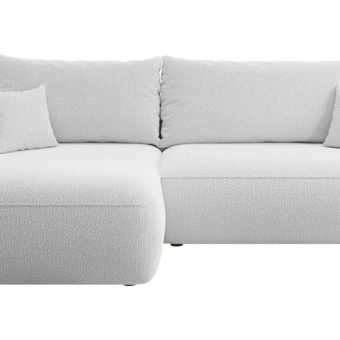 NADUVI Collection Philipa Hoekbank Links met Slaapfunctie - Bouclé - Lichtgrijs