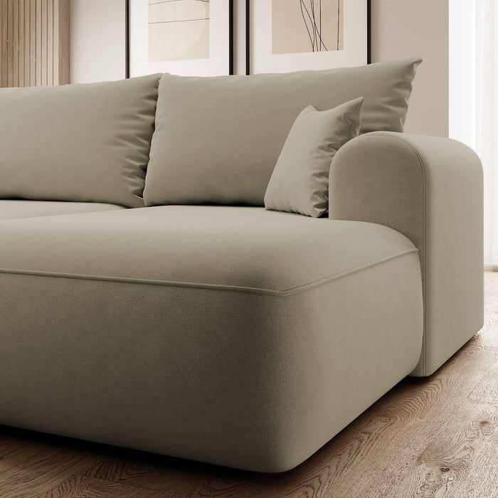 NADUVI Collection Philipa Hoekbank Rechts met Slaapfunctie - Velvet - Beige