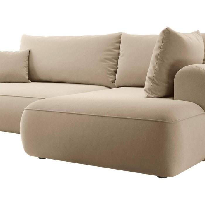 NADUVI Collection Philipa Hoekbank Big Rechts met Slaapfunctie - Velvet - Beige