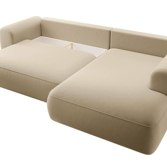 NADUVI Collection Philipa Hoekbank Big Rechts met Slaapfunctie - Velvet - Beige