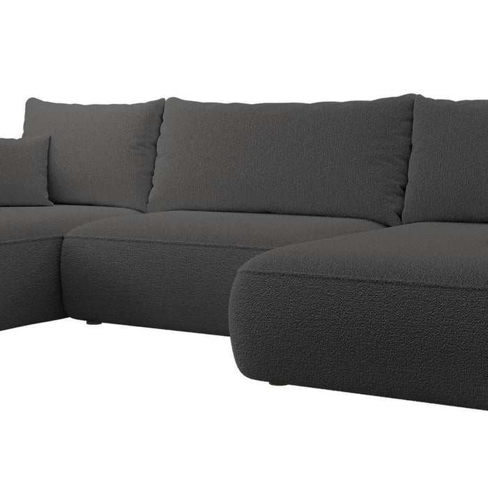 NADUVI Collection Philipa U-bank Rechts met Slaapfunctie - Bouclé - Antraciet