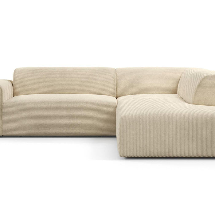 NADUVI Collection Nina Big Hoekbank Rechts - Ribstof - Crème