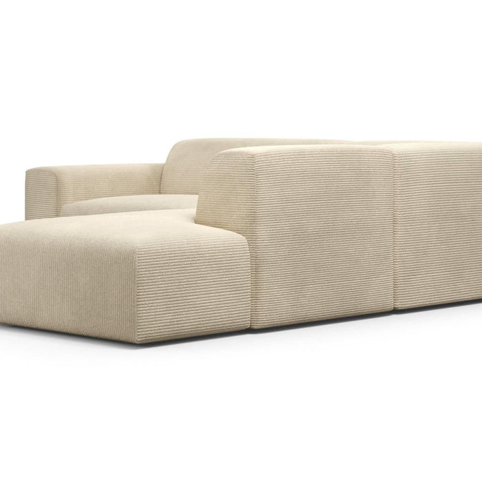NADUVI Collection Nina Big Hoekbank Rechts - Ribstof - Crème