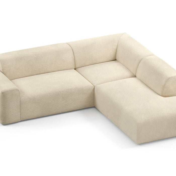 NADUVI Collection Nina Big Hoekbank Rechts - Ribstof - Crème