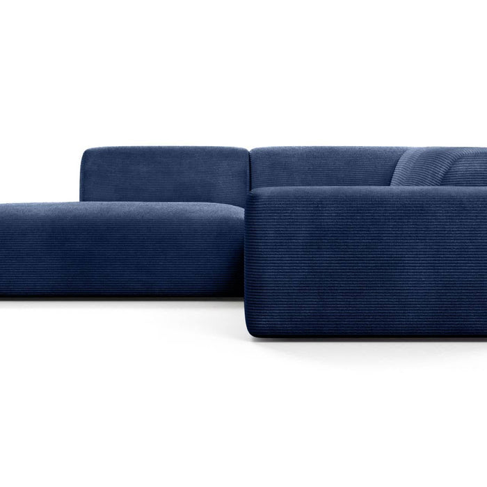 NADUVI Collection Nina Big Hoekbank Links - Ribstof - Donkerblauw