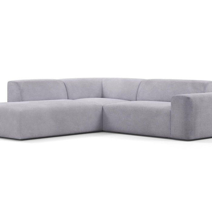 NADUVI Collection Nina Big Hoekbank Links - Ribstof - Lichtgrijs